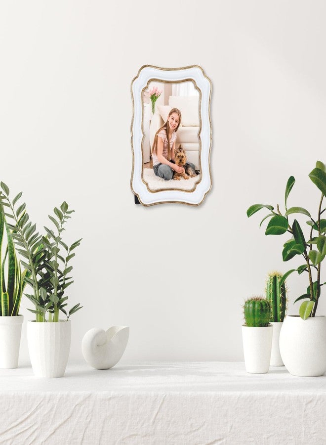 PHAREGE 5x7 Vintage Picture Frame White Gold, Ornate Antique Picture Frame for 5x7 Photo, Retro Photo Frame for Tabletop Vertical or Horizontal Display, 1 Pack - Image 5